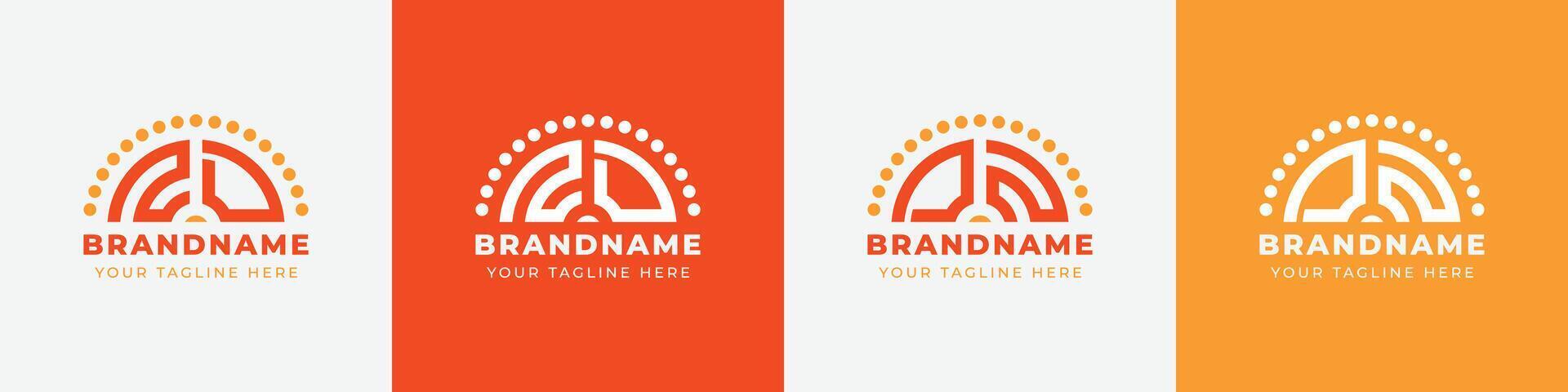 Letter DN and ND or DZ and ZD Sunrise  Logo Set, suitable for any business with DN, ND, DZ, ZD initials. vector