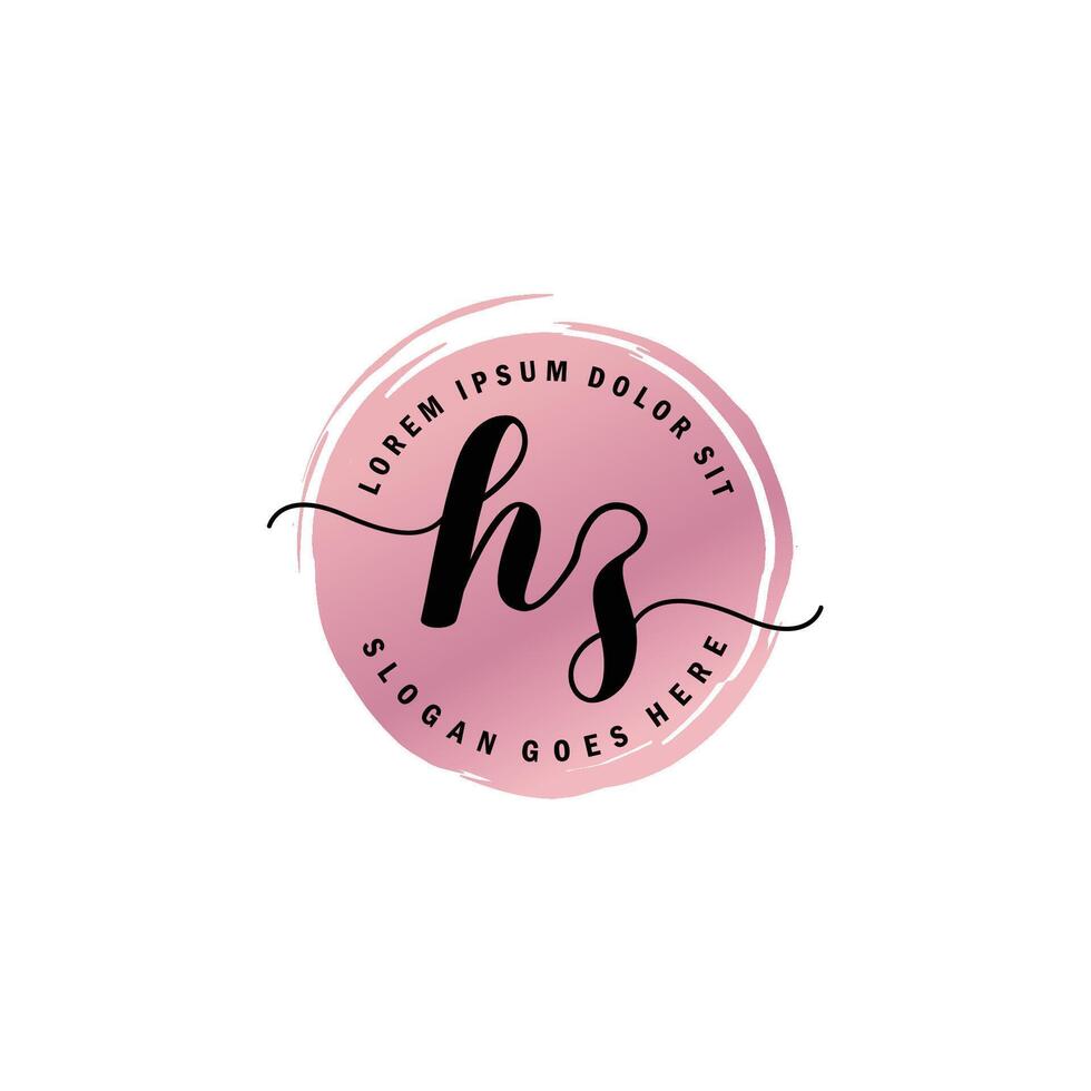 HZ Initial Letter handwriting logo with circle brush template vector