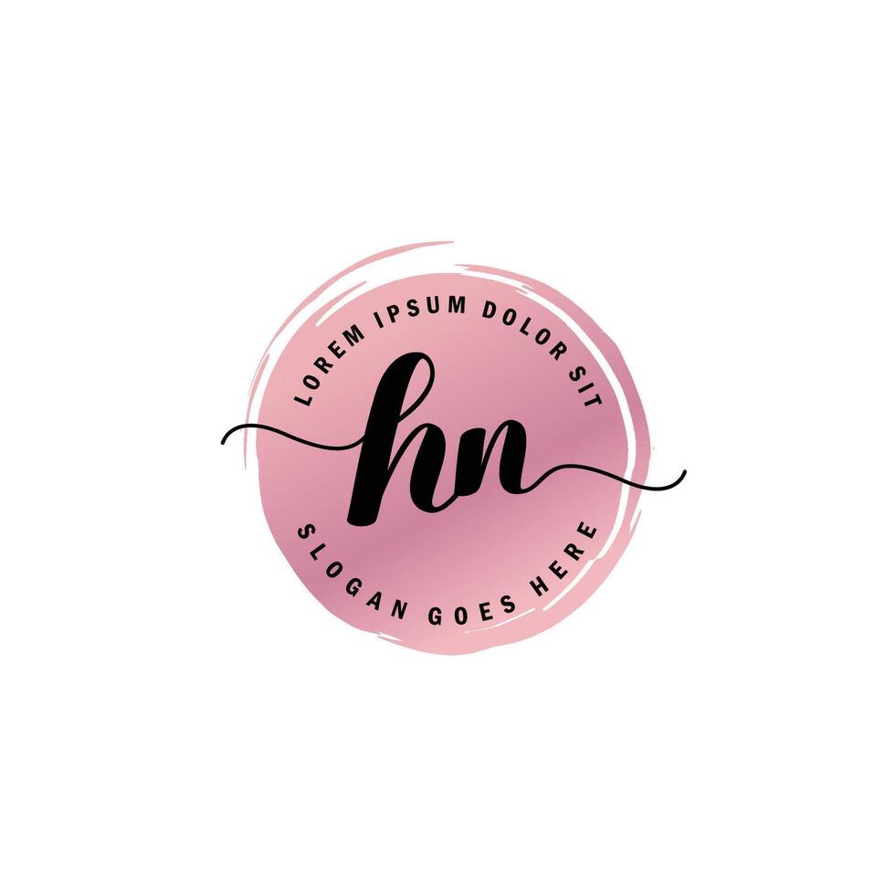 HN Initial Letter handwriting logo with circle brush template vector