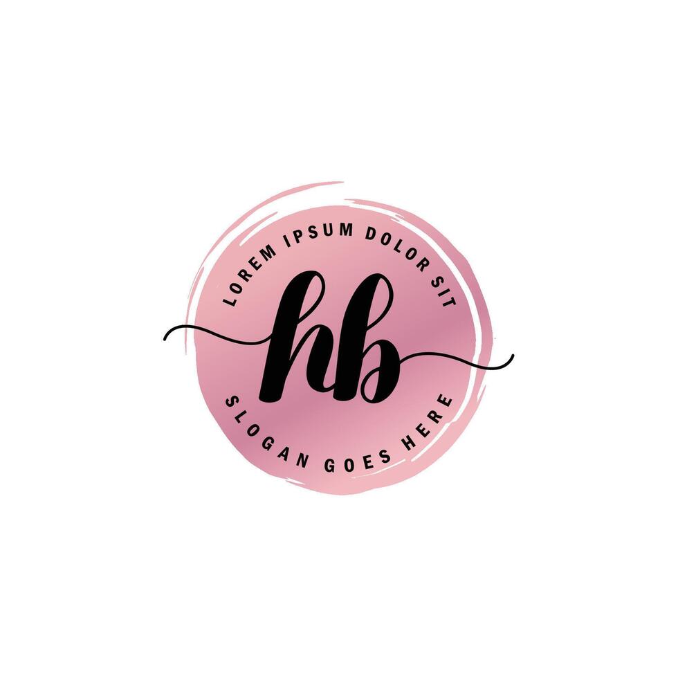 HB Initial Letter handwriting logo with circle brush template vector