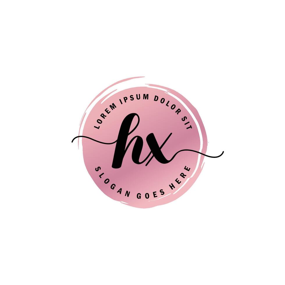 HX Initial Letter handwriting logo with circle brush template vector