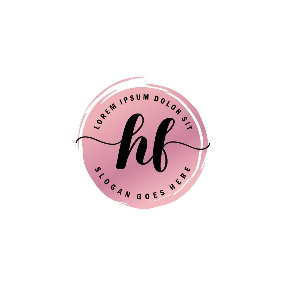 HF Initial Letter handwriting logo with circle brush template vector