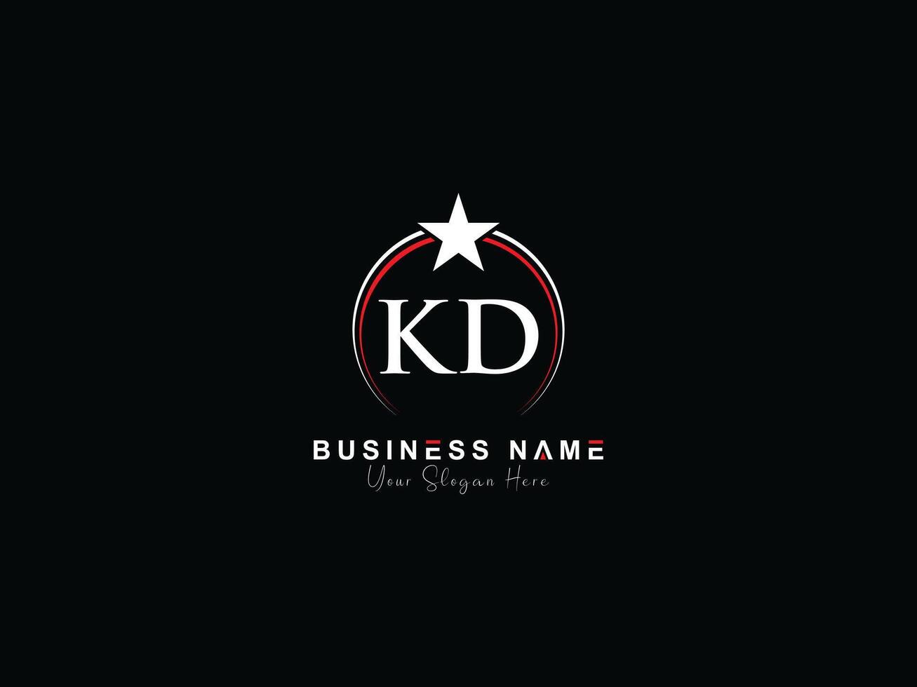 Alphabet Circle Kd Logo Star, Initial Luxury KD Letter Logo Template vector