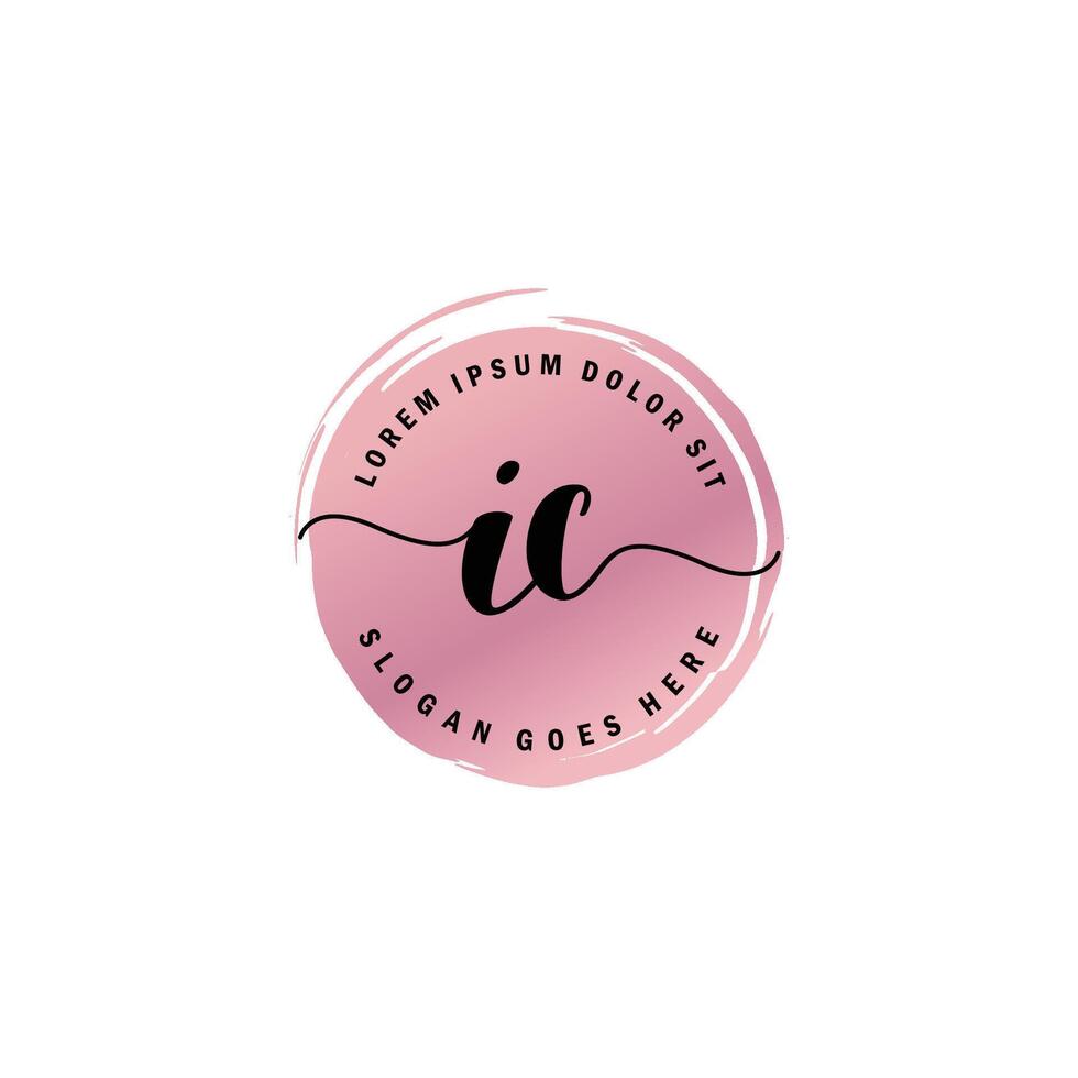 IC Initial Letter handwriting logo with circle brush template vector