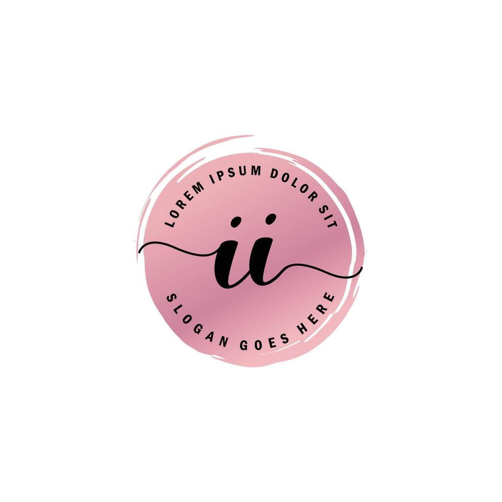 II Initial Letter handwriting logo with circle brush template vector