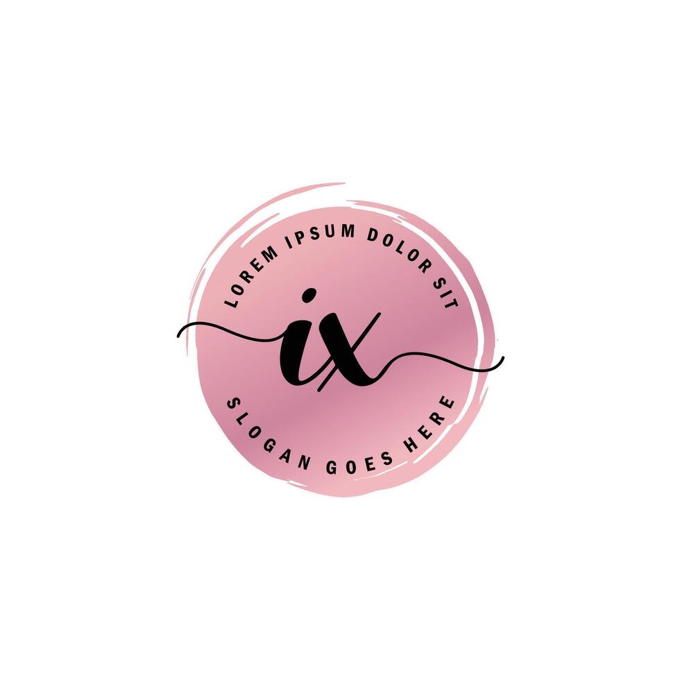 IX Initial Letter handwriting logo with circle brush template vector