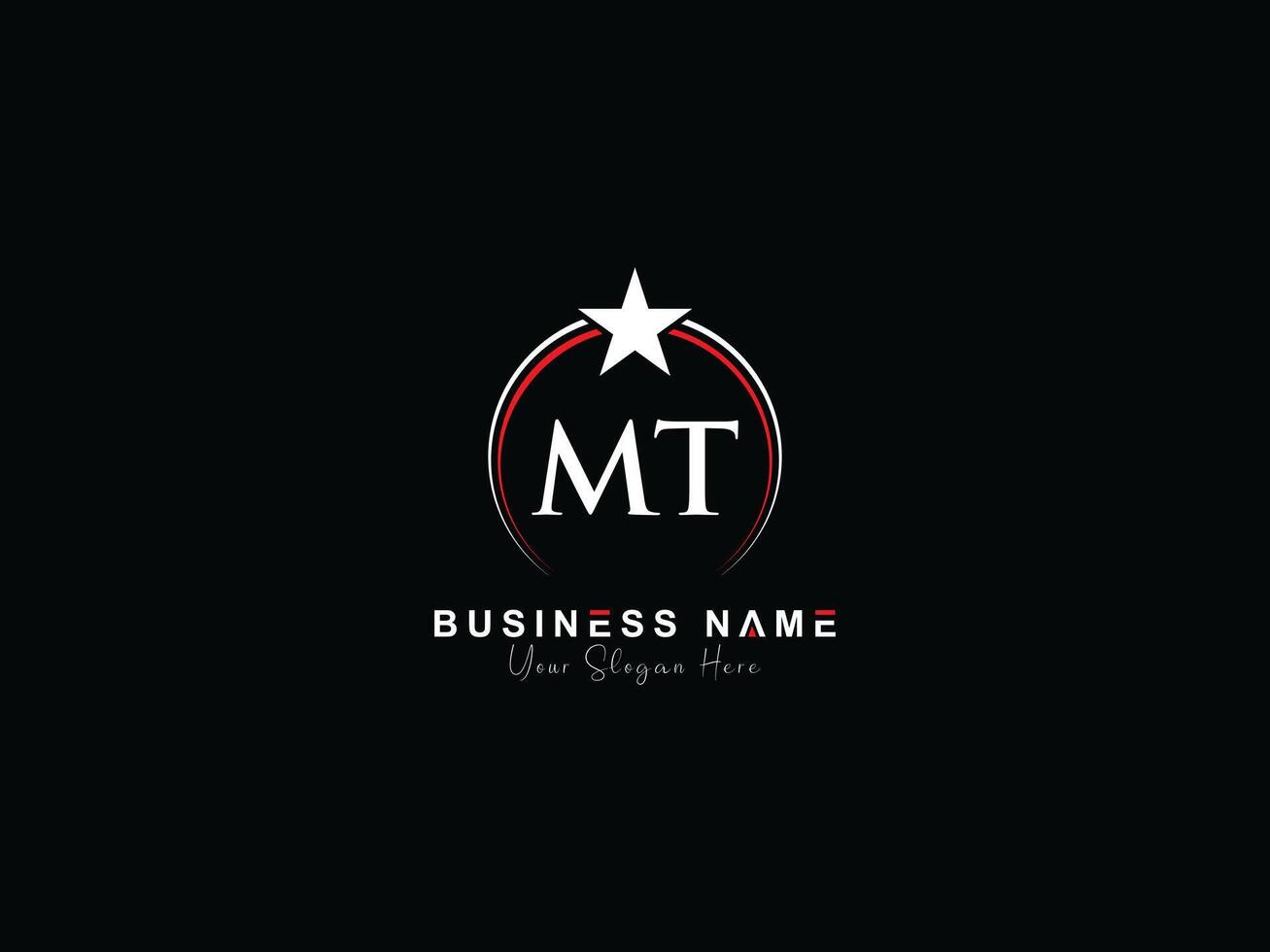 Monogram Circle Mt Luxury Logo, Creative Star MT Logo Letter Icon Vector