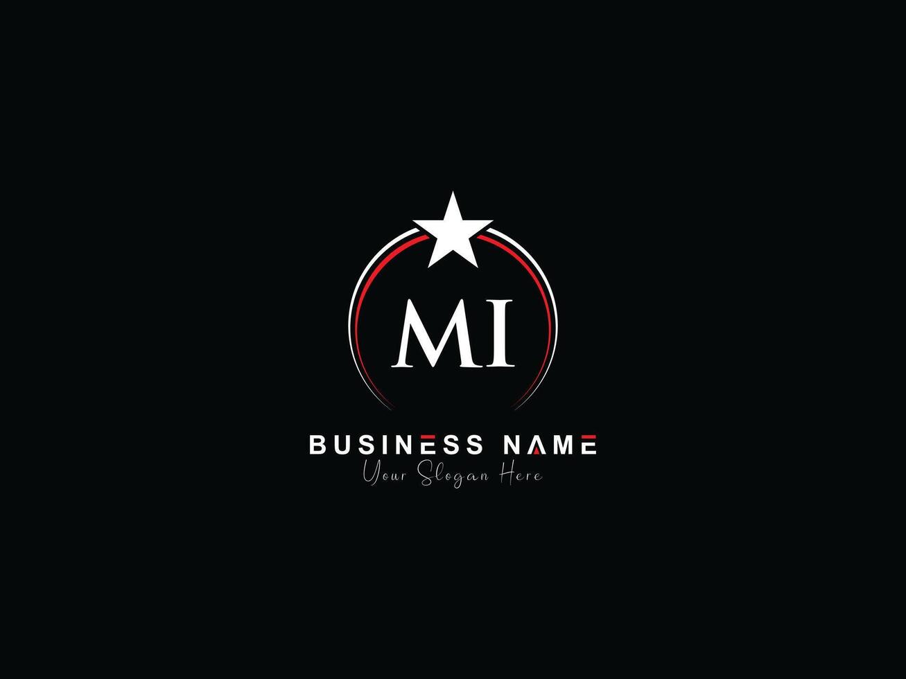Monogram Circle Mi Luxury Logo, Creative Star MI Logo Letter Icon Vector