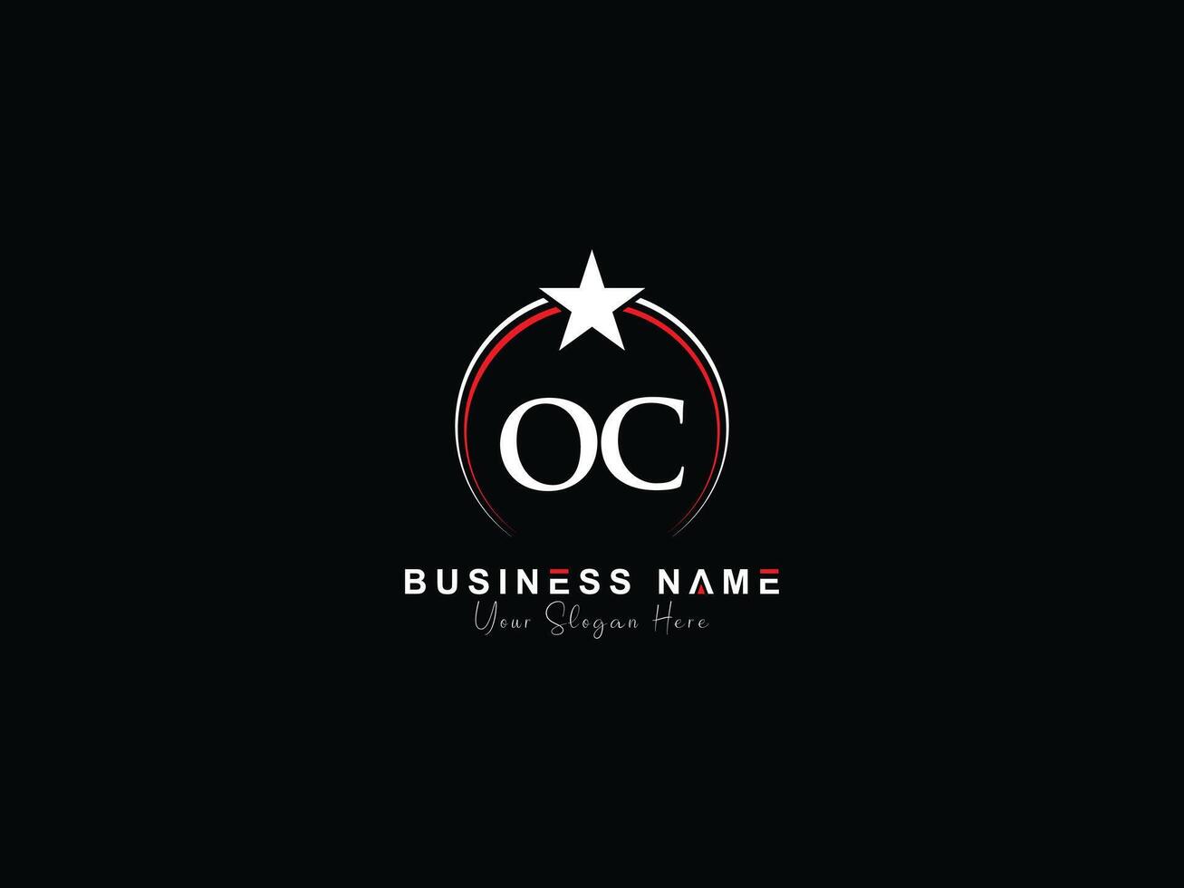 Minimalist Circle Oc Logo Maker, Alphabet Star OC Luxury Logo Letter Vector
