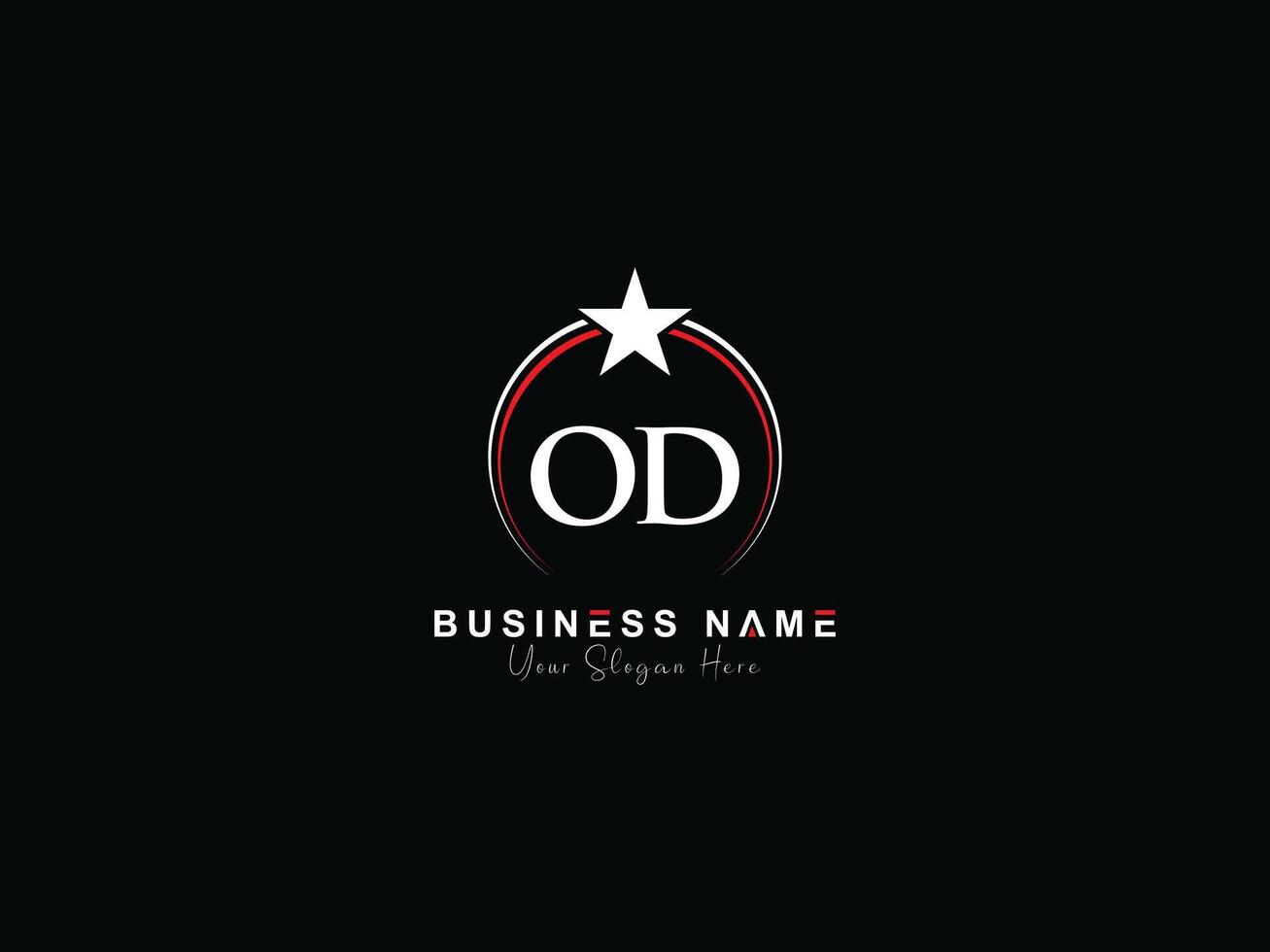 Minimalist Circle Od Logo Maker, Alphabet Star OD Luxury Logo Letter Vector