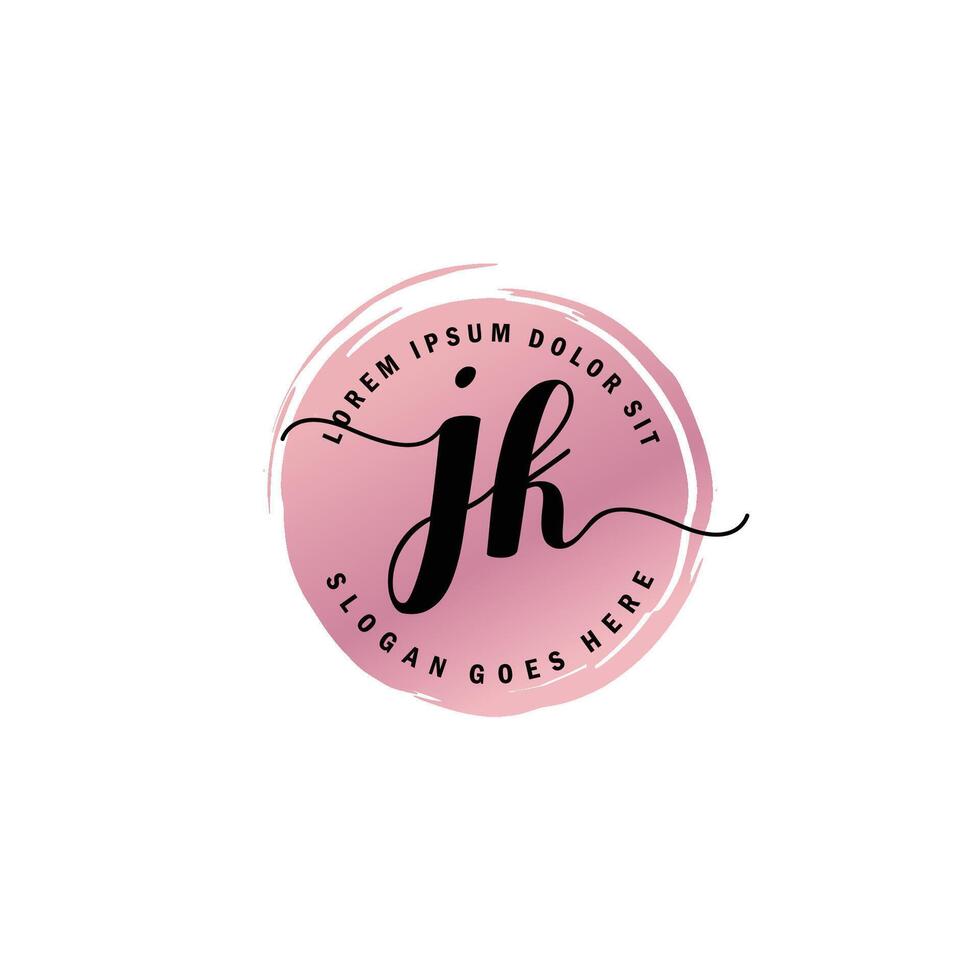 JK Initial Letter handwriting logo with circle brush template vector