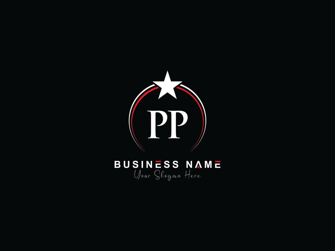 Minimalist Circle Pp Logo Icon, Creative PP Luxury Star Logo Letter vector