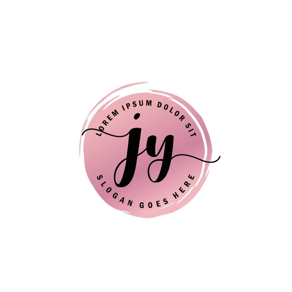 JY Initial Letter handwriting logo with circle brush template vector