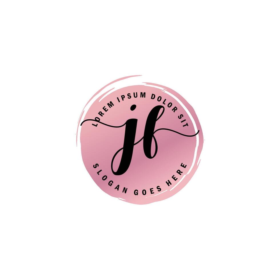 JF Initial Letter handwriting logo with circle brush template vector