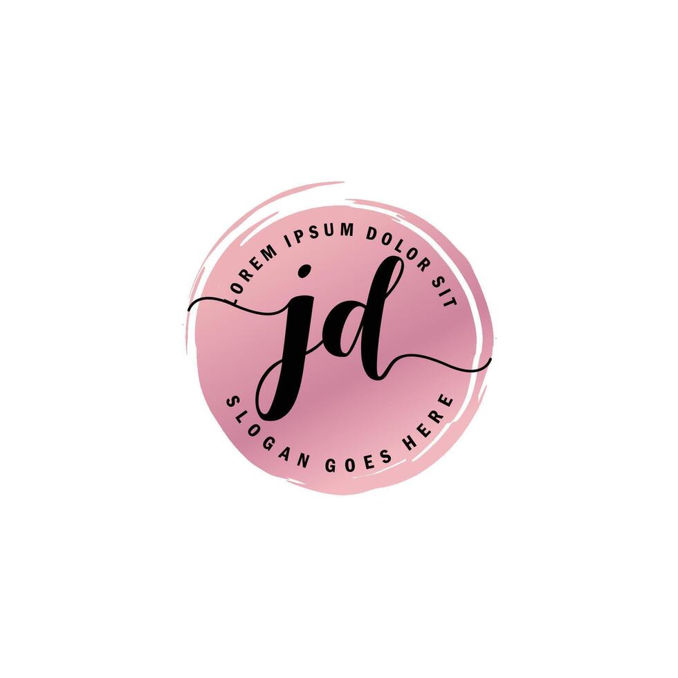 JD Initial Letter handwriting logo with circle brush template vector