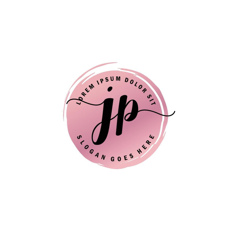 JP Initial Letter handwriting logo with circle brush template vector
