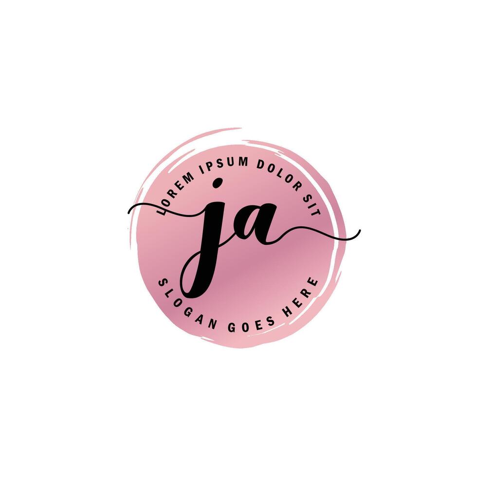 JA Initial Letter handwriting logo with circle brush template vector