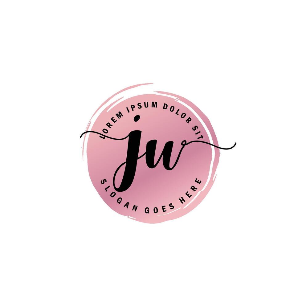 JW Initial Letter handwriting logo with circle brush template vector