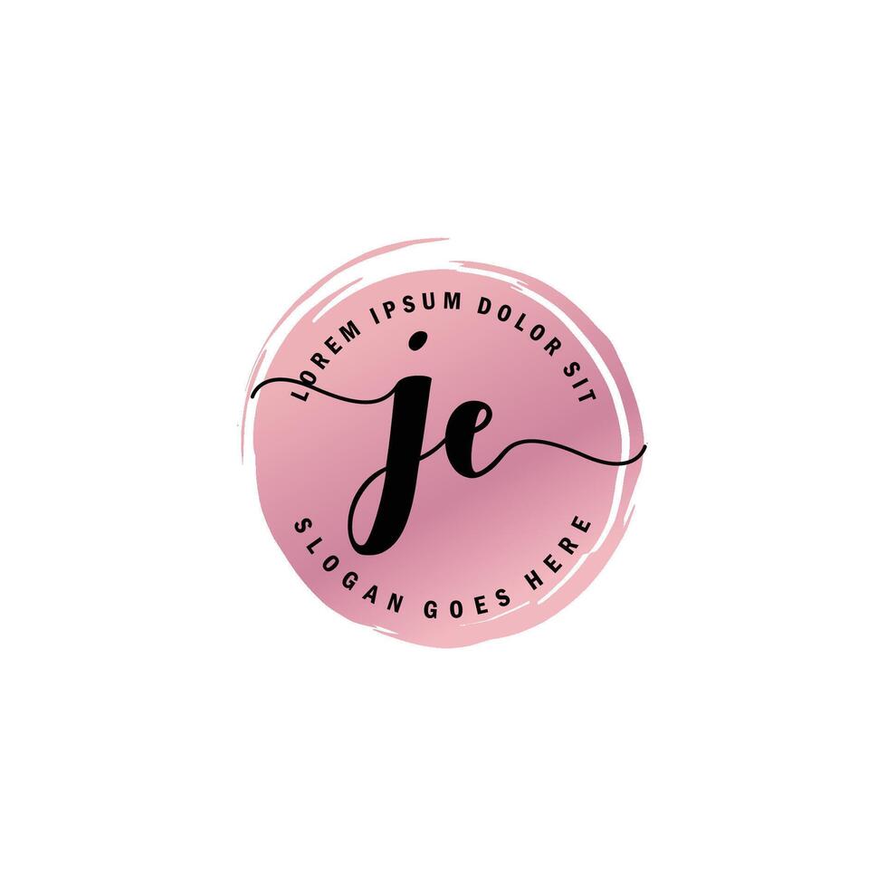 JE Initial Letter handwriting logo with circle brush template vector