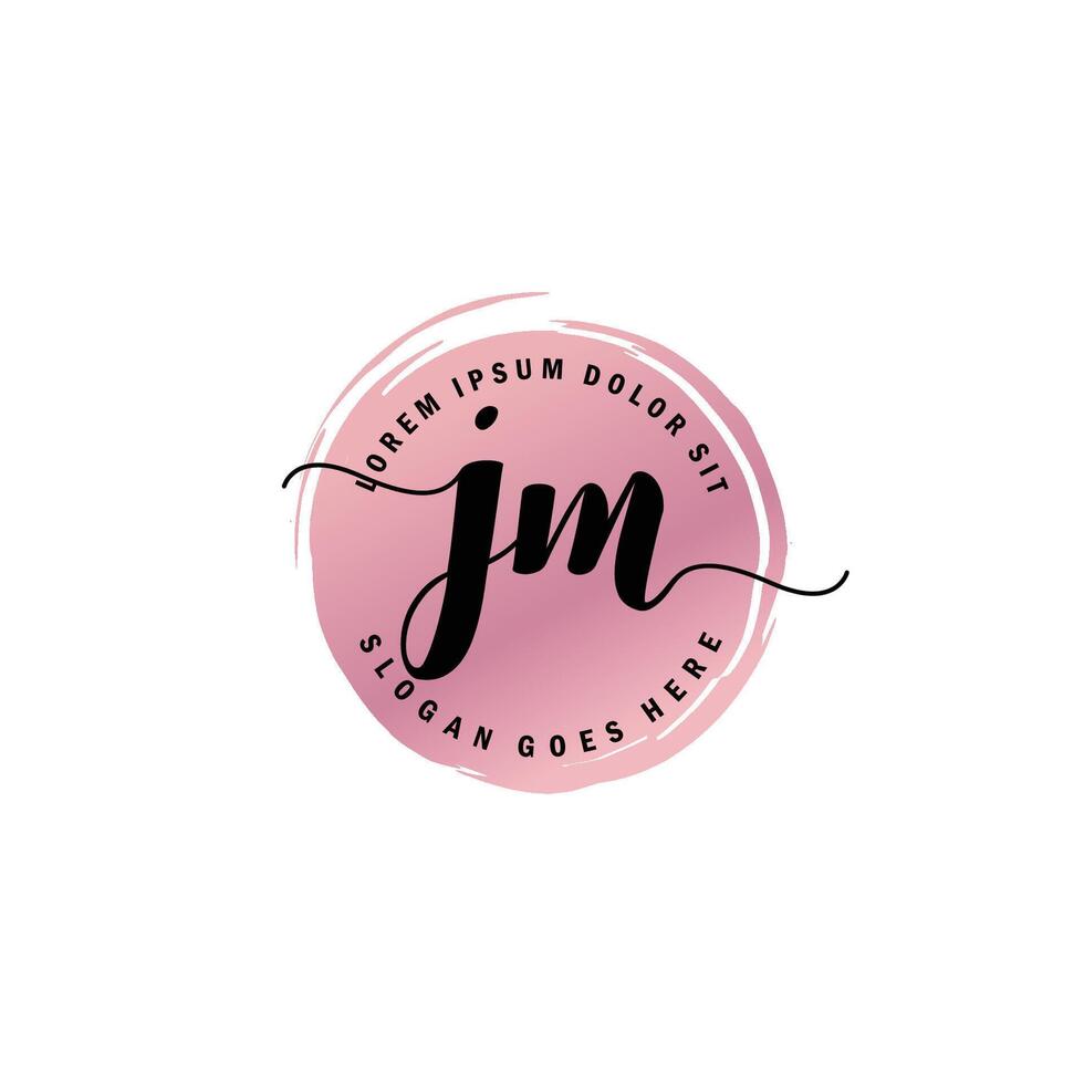 JM Initial Letter handwriting logo with circle brush template vector