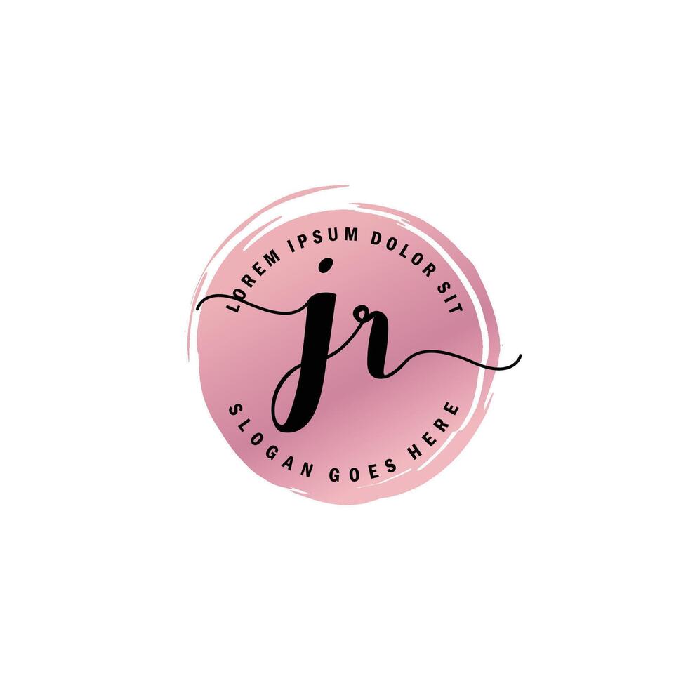 JR Initial Letter handwriting logo with circle brush template vector