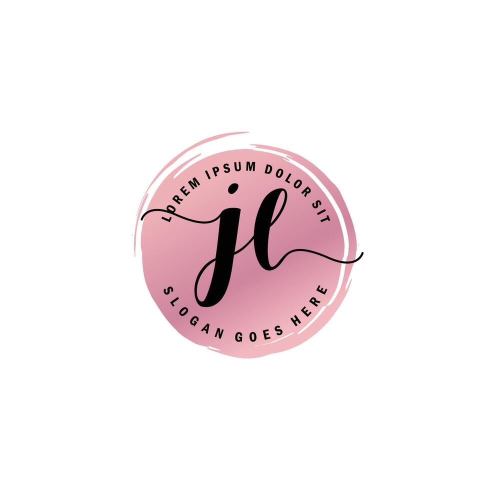 JL Initial Letter handwriting logo with circle brush template vector