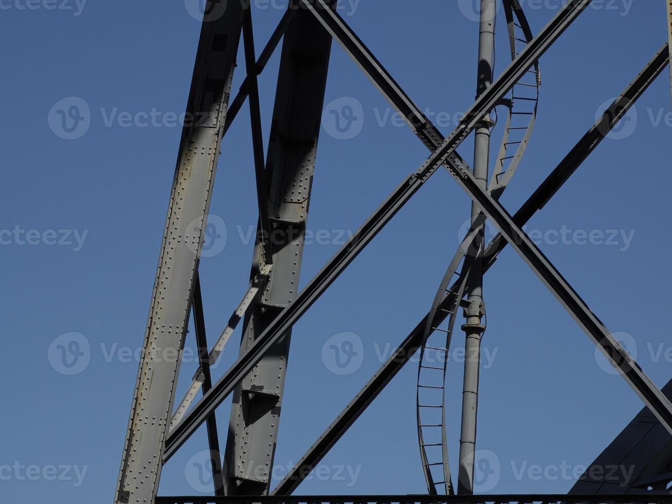 Porto, Portugal an Unusual view of Luis I Bridge over Douro River photo