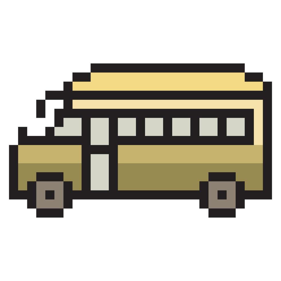 School bus in pixel art style vector