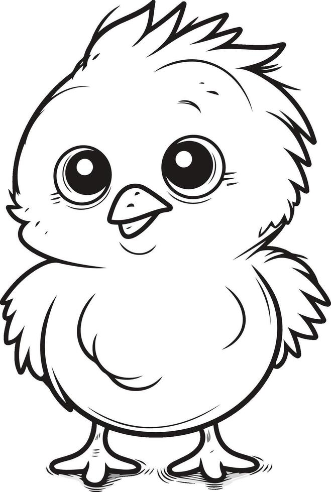 Black and White Cartoon Chick for your design. vector