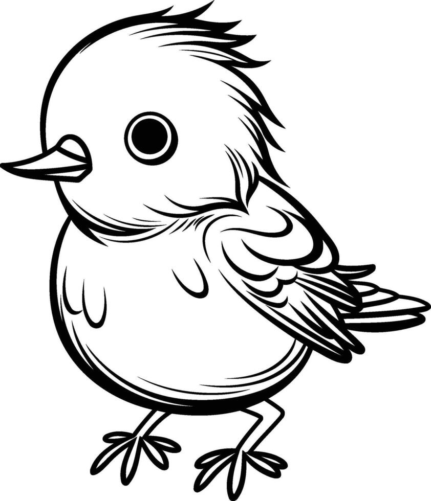 Black and White Cartoon Illustration of Cute Bird for Coloring Book vector