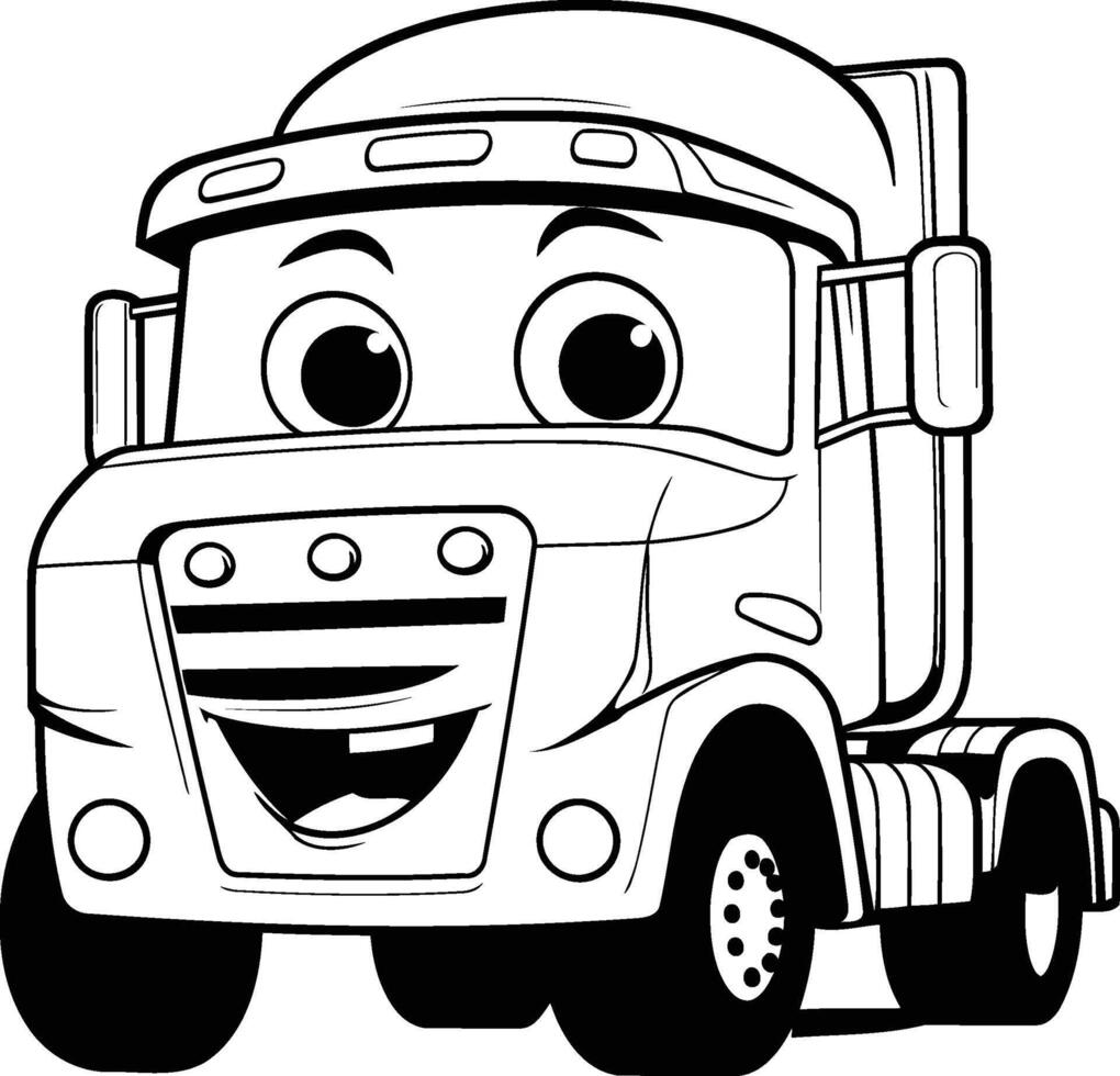 Black and White Cartoon Illustration of Funny Truck Character for Coloring Book vector