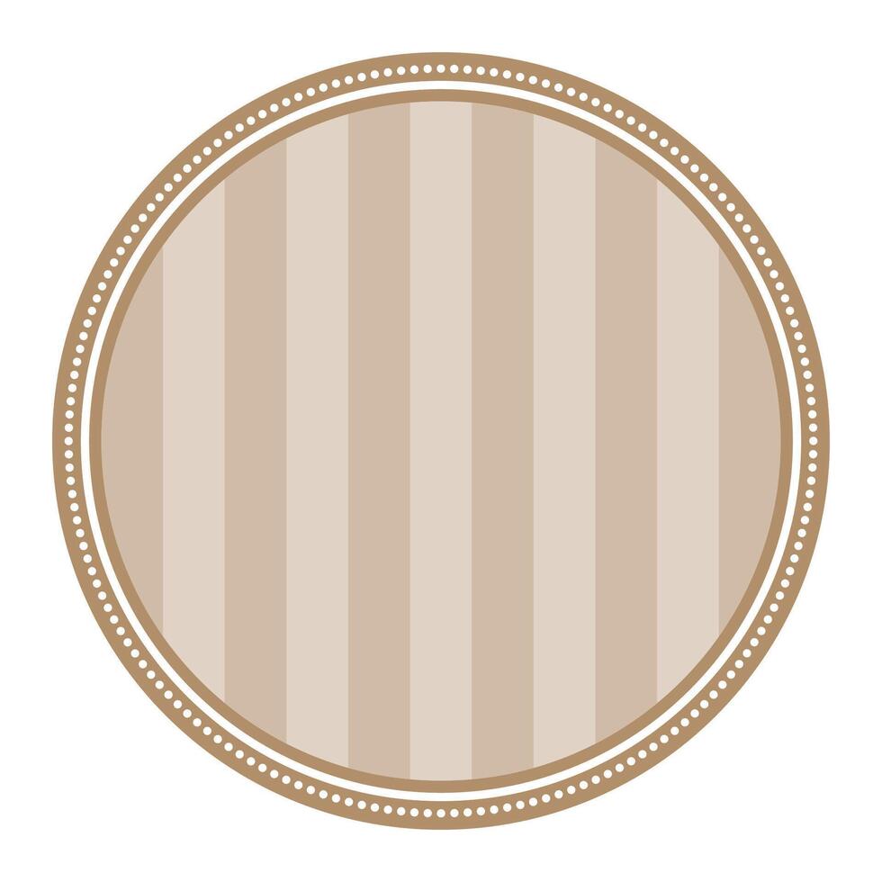 Striped Light Brown Circular Elegance Plain Sticker Round Blank Label Design vector