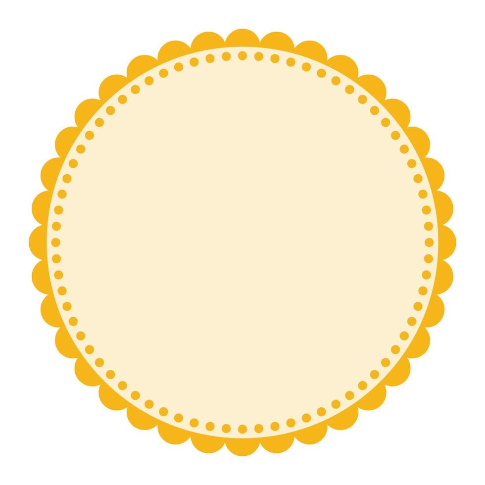 suave y sencillo amarillo de colores blanco circular pegatina etiqueta elemento diseño con decorativo frontera adornos vector