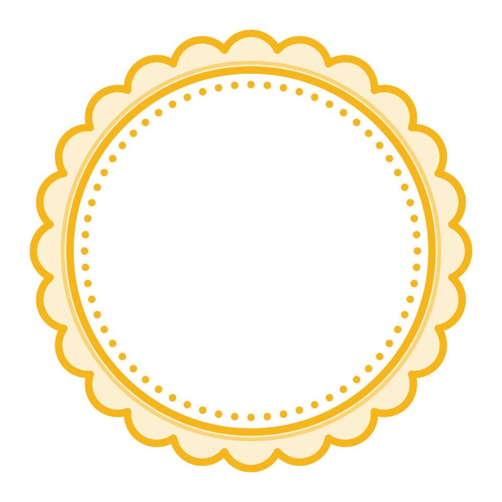 Simple Decorative Scalloped Yellow Circular Blank Frame Plain Border Design vector