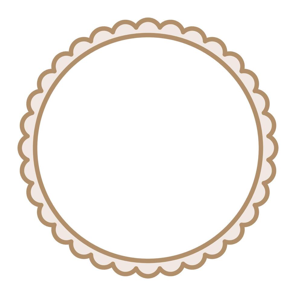 Simple Light Brown Circular Blank Background With Scallop Frame Border Ornament vector