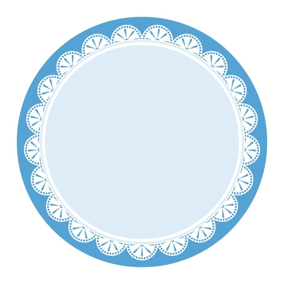 Simple Classic Blue Circle Shape with Decorative Round Patterns Design vector