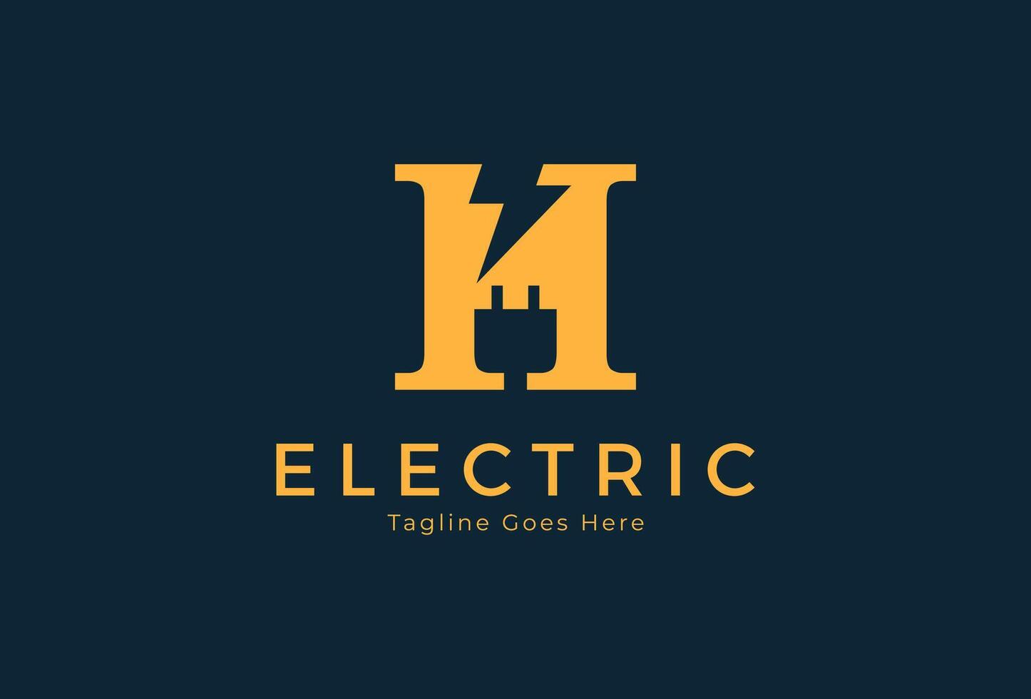 Electric Logo, abstract letter H with lightning bolt combination, tunder bolt design logo template, illustration vector