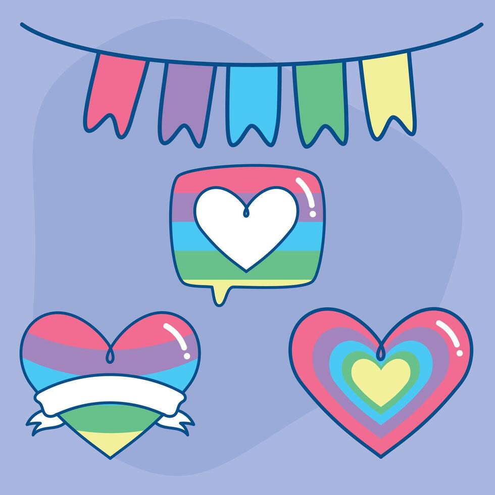 Festive Pride Heart Decorations and Banner vector