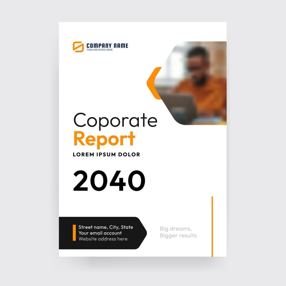 Elegant minimal black and orange annual corporate report template vector