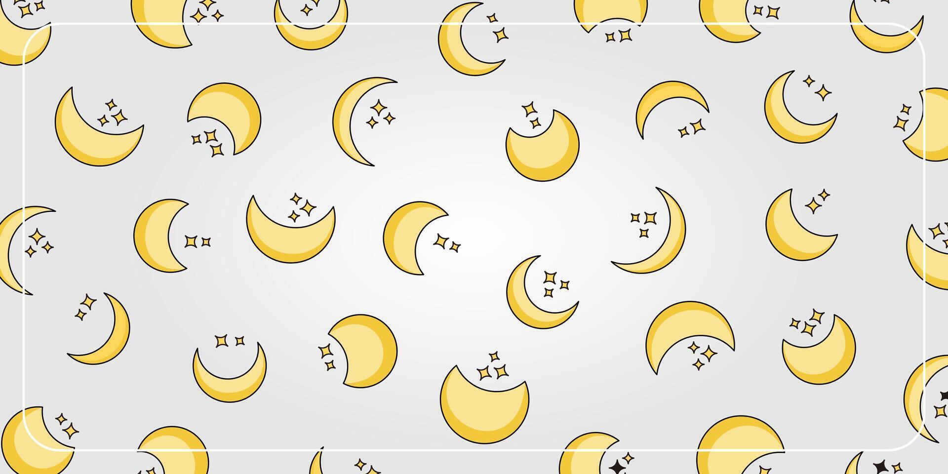 cartoon stars moon icons seamless pattern background. template design for banner, poster, greeting card, social media. vector