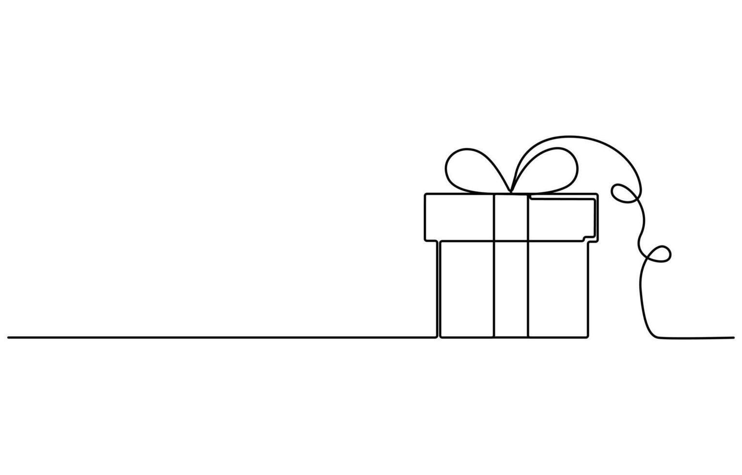 Continuous one line drawing of Christmas gift box with bow and ribbon. Birthday gift box linear style. isolated on white background, Gift box icon. Gift box with ribbon line icon, vector