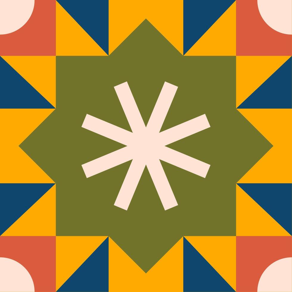 Geometric colorful tile pattern design vector