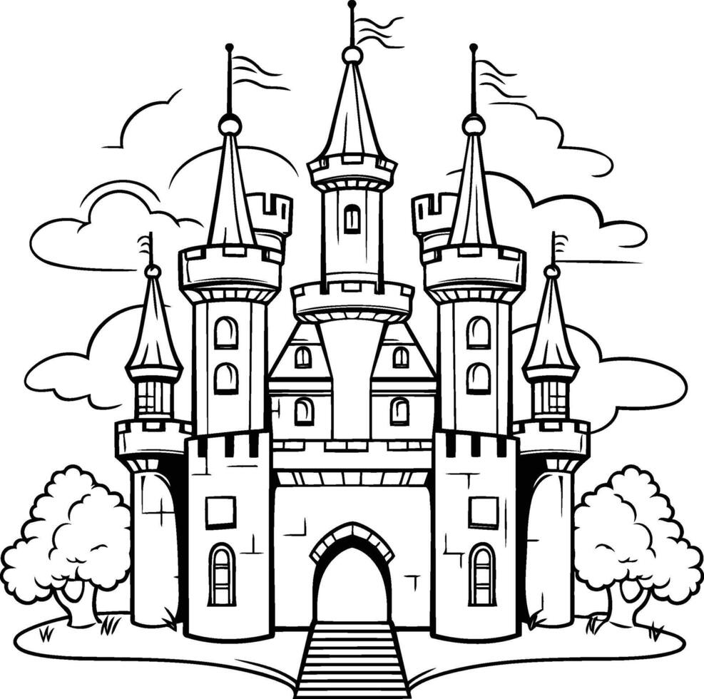 Castle design. Fairytale fantasy fairytale childhood and animal theme illustration vector