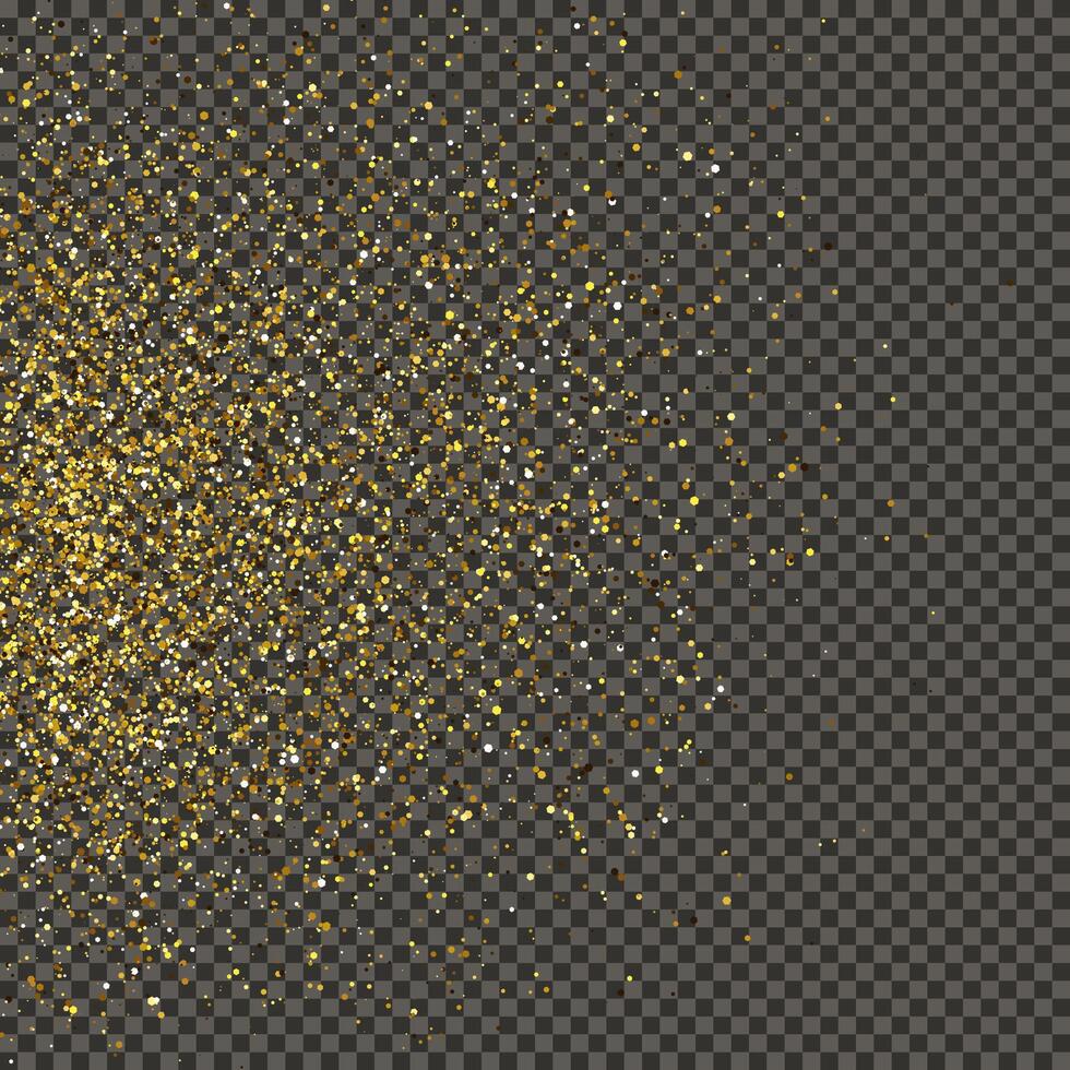 Gold glittering dust on a gray background. Dust with gold glitter effect and empty space for your text. illustration vector