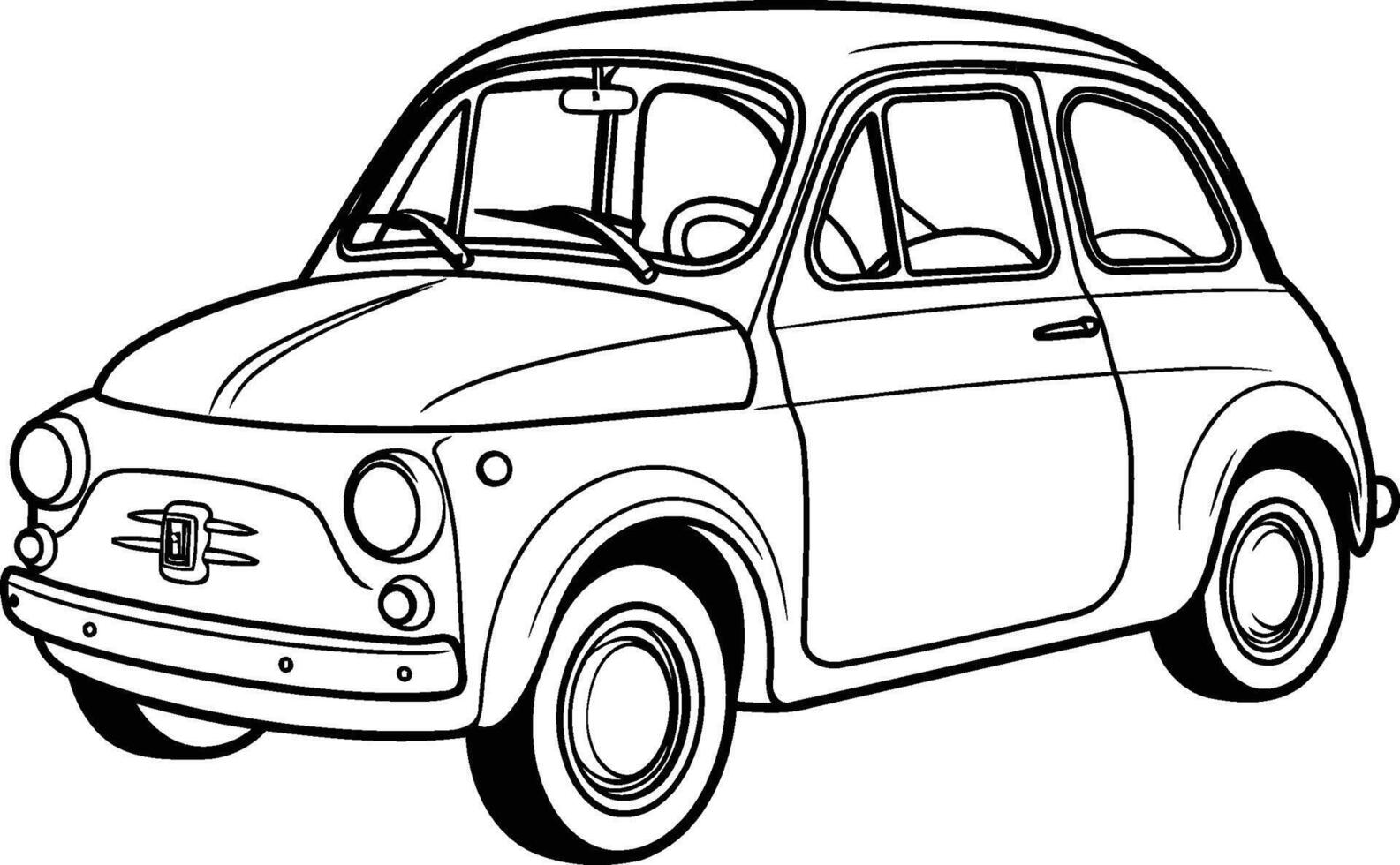 Retro car isolated on white background. hand drawn illustration. vector
