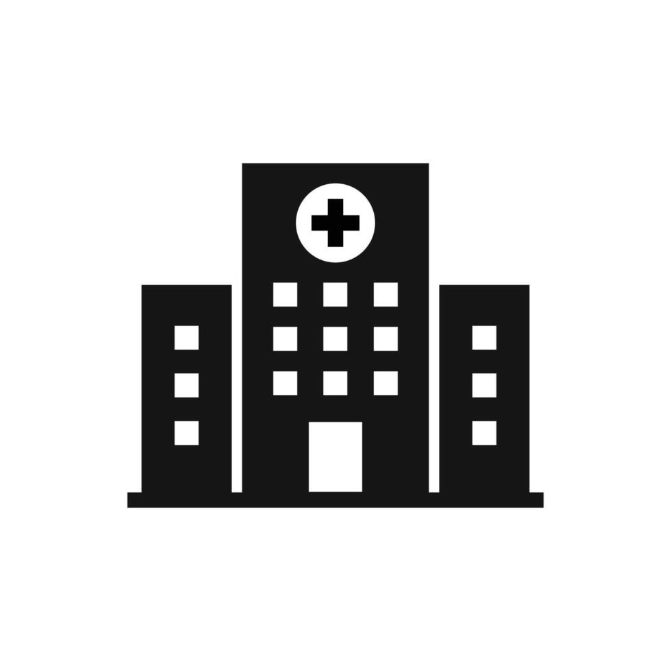 Hospital building icon. Icon of hospital building flat style. aid sign. vector
