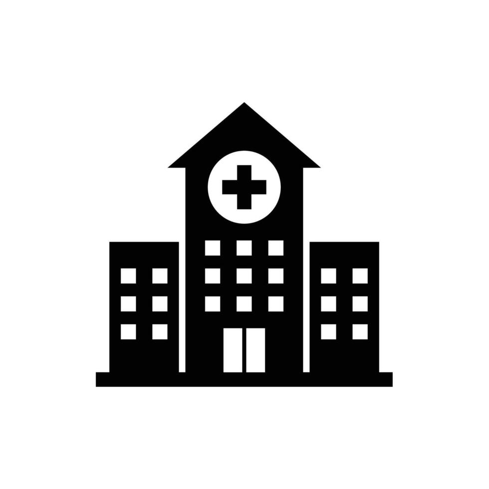 Hospital building flat icon. Hospital icon design template vector