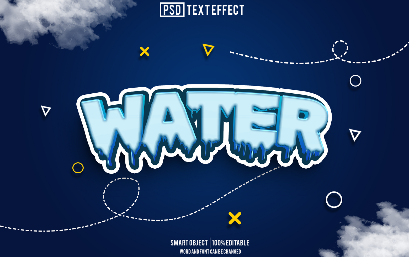 water text effect, font editable, typography, 3d text psd