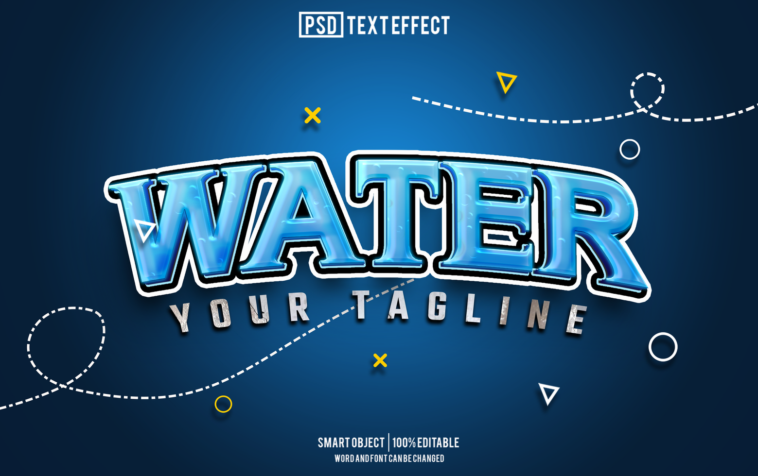 water text effect, font editable, typography, 3d text psd