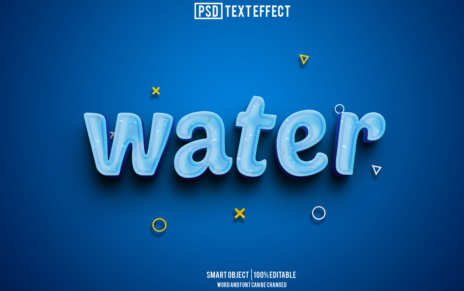 water text effect, font editable, typography, 3d text psd